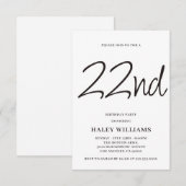 Minimalistische moderne eenvoudige kalligrafie 22e kaart (Voorkant / Achterkant)