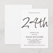 Minimalistische moderne eenvoudige kalligrafie 24e kaart (Voorkant / Achterkant)