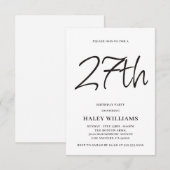 Minimalistische moderne eenvoudige kalligrafie 27e kaart (Voorkant / Achterkant)