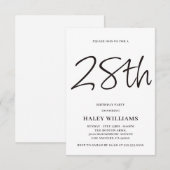 Minimalistische moderne eenvoudige kalligrafie 28e kaart (Voorkant / Achterkant)