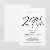 Minimalistische moderne eenvoudige kalligrafie 29e kaart (Voorkant / Achterkant)