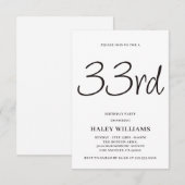 Minimalistische moderne eenvoudige kalligrafie 33s kaart (Voorkant / Achterkant)