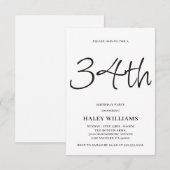 Minimalistische moderne eenvoudige kalligrafie 34e kaart (Voorkant / Achterkant)