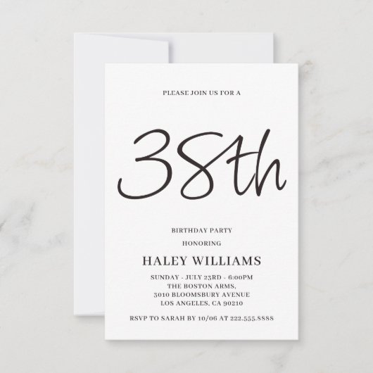 Minimalistische moderne eenvoudige kalligrafie 38e kaart (Voorkant)