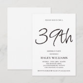 Minimalistische moderne eenvoudige kalligrafie 39e kaart (Voorkant / Achterkant)