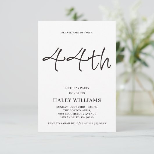 Minimalistische moderne eenvoudige kalligrafie 44e kaart (Staand voorkant)