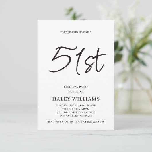 Minimalistische moderne eenvoudige kalligrafie 51s kaart (Staand voorkant)