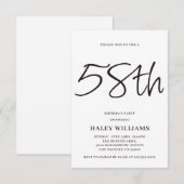 Minimalistische moderne eenvoudige kalligrafie 58e kaart (Voorkant / Achterkant)