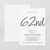 Minimalistische moderne eenvoudige kalligrafie 62e kaart (Voorkant / Achterkant)