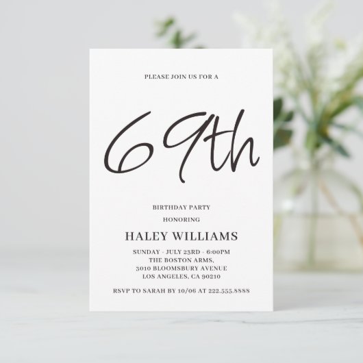 Minimalistische Moderne Eenvoudige Kalligrafie 69e Kaart (Staand voorkant)