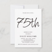 Minimalistische moderne eenvoudige kalligrafie 75e kaart (Voorkant)