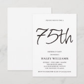 Minimalistische moderne eenvoudige kalligrafie 75e kaart (Voorkant / Achterkant)