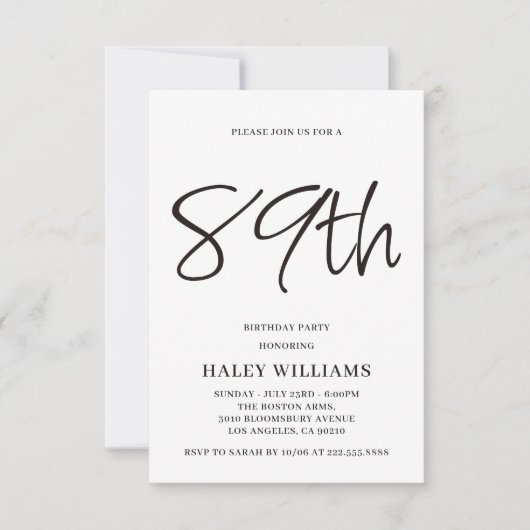 Minimalistische moderne eenvoudige kalligrafie 89s kaart (Voorkant)