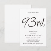 Minimalistische moderne eenvoudige kalligrafie 93s kaart (Voorkant / Achterkant)