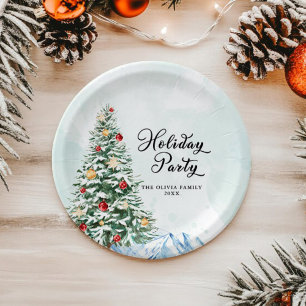 Minimalistische moderne eenvoudige kerstboom papieren bordje