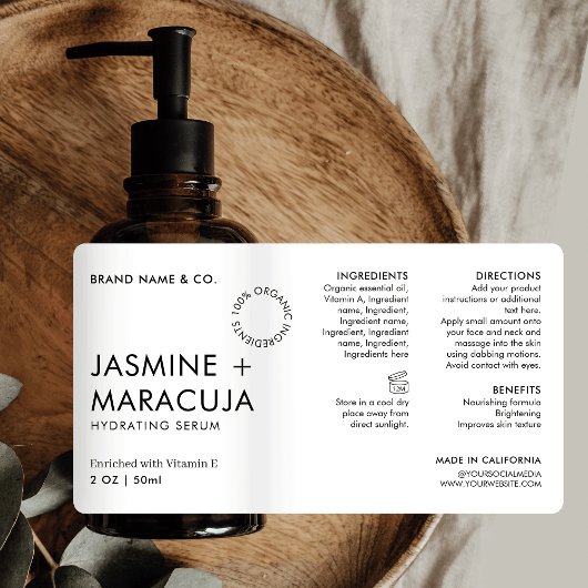 Minimalistische Moderne Eenvoudige Kosmetische Dru Etiket