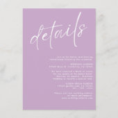 Minimalistische moderne eenvoudige Lavendel bruilo Informatiekaartje (Voorkant)