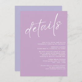 Minimalistische moderne eenvoudige Lavendel bruilo Informatiekaartje