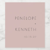 Minimalistische Moderne Eenvoudige Stoffige Blush  Wijn Etiket (Enkel label)