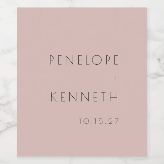 Minimalistische Moderne Eenvoudige Stoffige Blush Wijn Etiket (Enkel label)