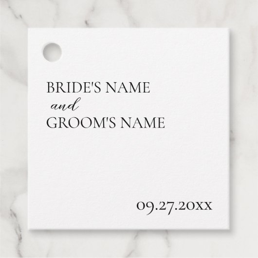 Minimalistische moderne eenvoudige trouwplaatskaar bedankjes labels (Voorkant)