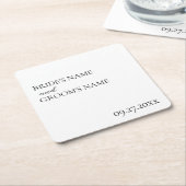 Minimalistische moderne eenvoudige trouwplaatskaar kartonnen onderzetters (Schuin)