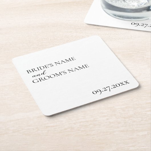 Minimalistische moderne eenvoudige trouwplaatskaar kartonnen onderzetters (Schuin)
