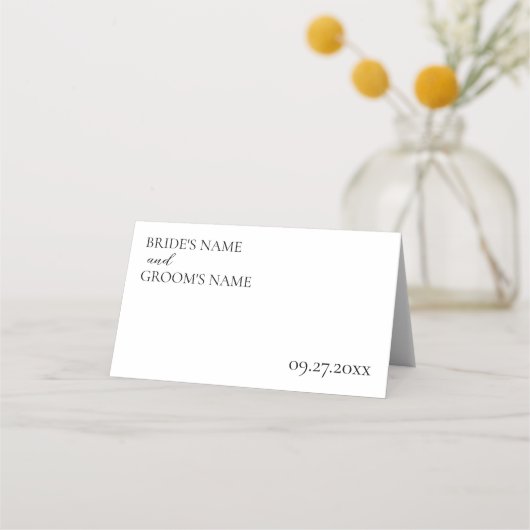 Minimalistische moderne eenvoudige trouwplaatskaar plaatskaartje (Achterkant)