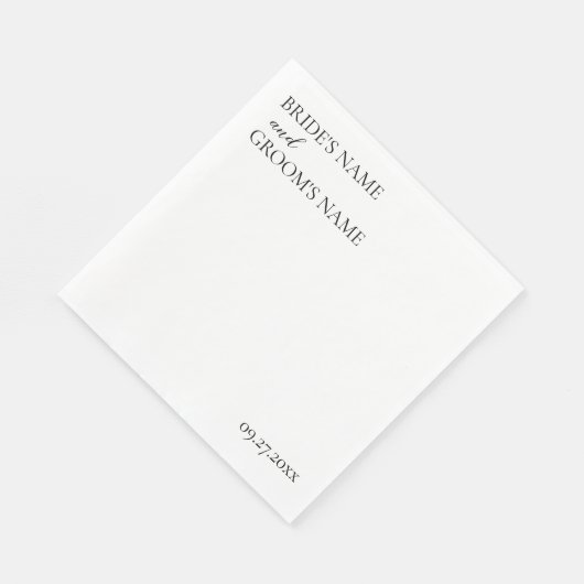 Minimalistische moderne eenvoudige trouwplaatskaar servet (Hoek)