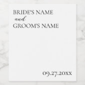 Minimalistische moderne eenvoudige trouwplaatskaar wijn etiket (Enkel label)