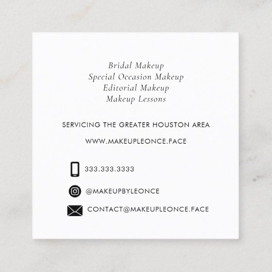 Minimalistische moderne eenvoudige witte naam vierkante visitekaartje (Achterkant)