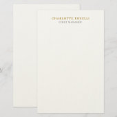 Minimalistische moderne effen professionele gouden briefpapier (Voorkant / Achterkant)