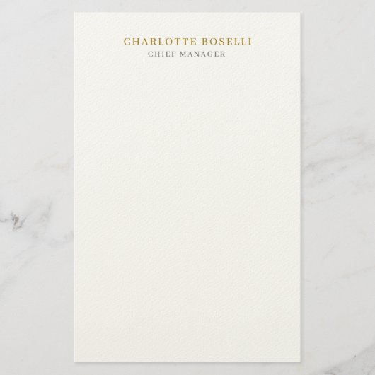 Minimalistische moderne effen professionele gouden briefpapier (Voorkant)