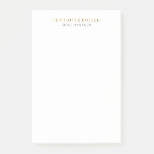 Minimalistische moderne effen professionele gouden post-it® notes (Voorkant)