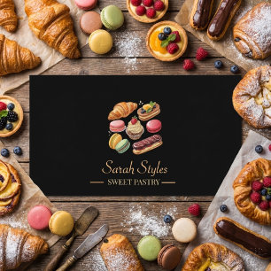 Minimalistische moderne Elegant Donker Goud Bakker Visitekaartje