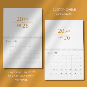 Minimalistische Moderne Elegante 2026 Agenda Kalender