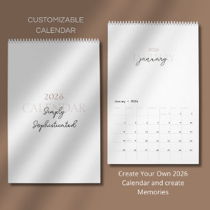 Minimalistische Moderne Elegante 2026 Agenda Kalender