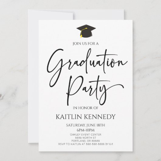 Minimalistische moderne elegante afstudeerfeest kaart (Voorkant)