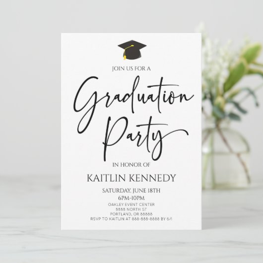 Minimalistische moderne elegante afstudeerfeest kaart (Staand voorkant)