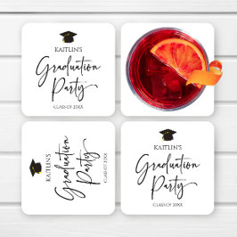Minimalistische Moderne Elegante Afstudeerfeest Kartonnen Onderzetters