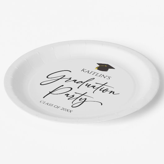 Minimalistische moderne elegante afstudeerfeest papieren bordje (Gekanteld)