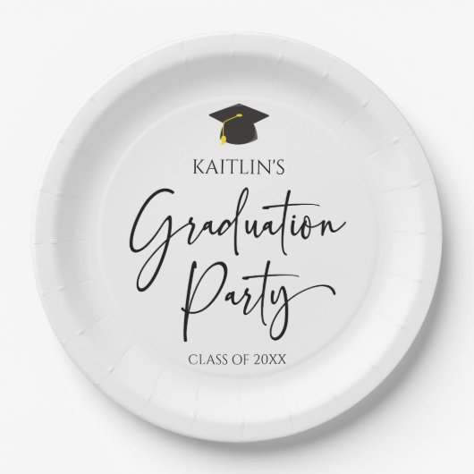 Minimalistische moderne elegante afstudeerfeest papieren bordje (Voorkant)