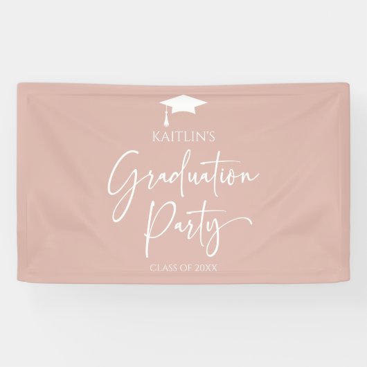 Minimalistische Moderne Elegante Afstudeerfeest Spandoek (Horizontaal)