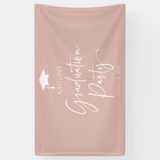 Minimalistische Moderne Elegante Afstudeerfeest Spandoek (Verticaal)