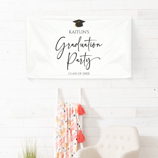 Minimalistische moderne elegante afstudeerfeest spandoek (Insitu)