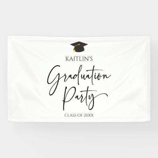 Minimalistische moderne elegante afstudeerfeest spandoek (Horizontaal)