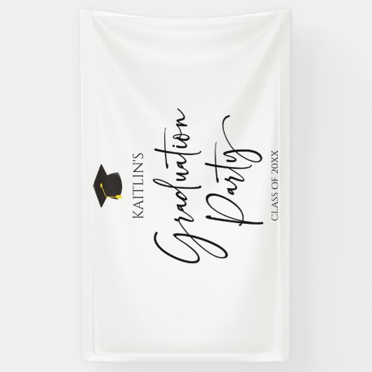 Minimalistische moderne elegante afstudeerfeest spandoek (Verticaal)