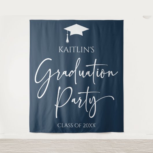 Minimalistische moderne elegante afstudeerfeest wandkleed (Voorkant)