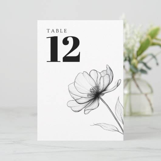 Minimalistische moderne elegante bloemen tafel num kaart (Staand voorkant)