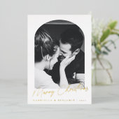 Minimalistische moderne elegante boog foto kerst folie feestdagenkaart (Staand Voorkant)